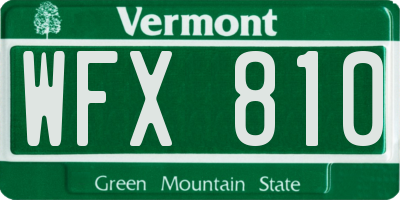 VT license plate WFX810