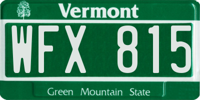 VT license plate WFX815