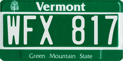 VT license plate WFX817