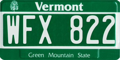 VT license plate WFX822