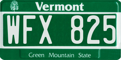 VT license plate WFX825