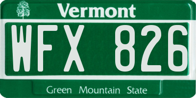 VT license plate WFX826