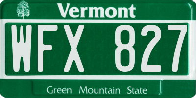 VT license plate WFX827