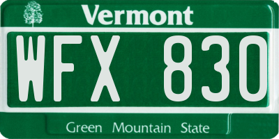 VT license plate WFX830