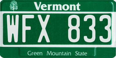 VT license plate WFX833