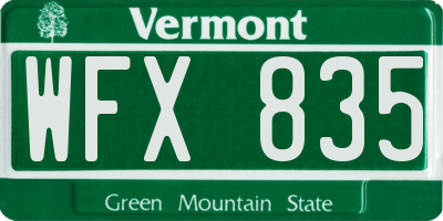 VT license plate WFX835