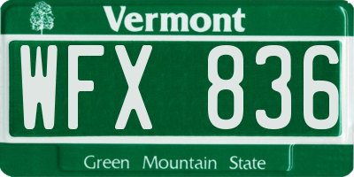 VT license plate WFX836
