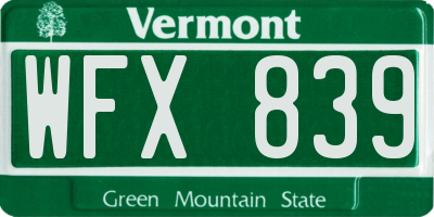 VT license plate WFX839