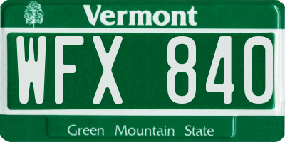 VT license plate WFX840