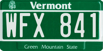 VT license plate WFX841