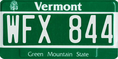 VT license plate WFX844