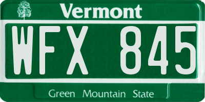 VT license plate WFX845