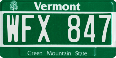 VT license plate WFX847