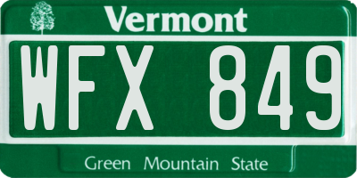VT license plate WFX849