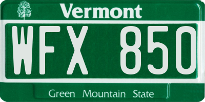 VT license plate WFX850