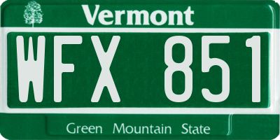VT license plate WFX851