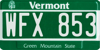 VT license plate WFX853