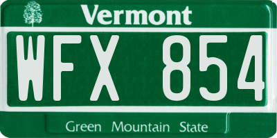 VT license plate WFX854