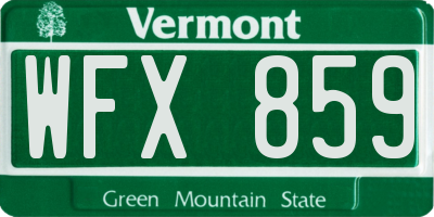 VT license plate WFX859