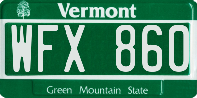 VT license plate WFX860
