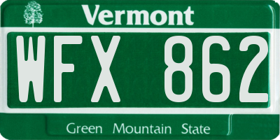 VT license plate WFX862
