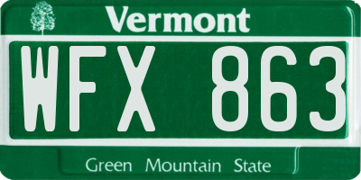 VT license plate WFX863