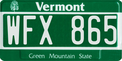 VT license plate WFX865