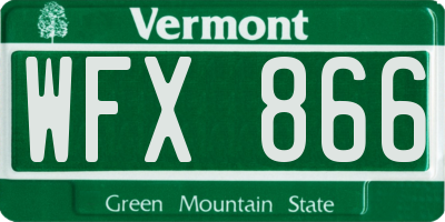 VT license plate WFX866