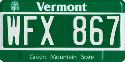 VT license plate WFX867