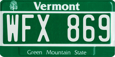 VT license plate WFX869