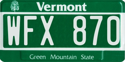 VT license plate WFX870