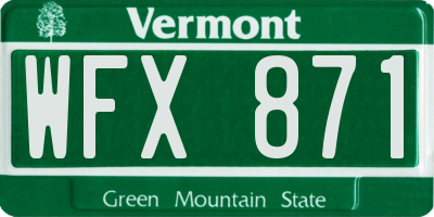 VT license plate WFX871