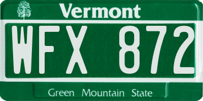 VT license plate WFX872