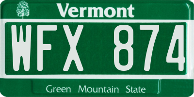 VT license plate WFX874