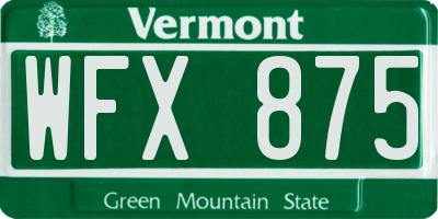 VT license plate WFX875