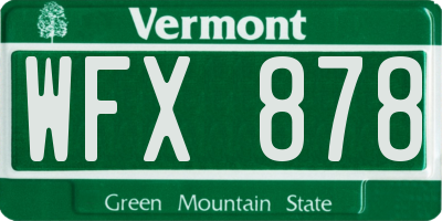 VT license plate WFX878