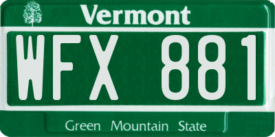 VT license plate WFX881