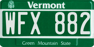 VT license plate WFX882