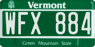 VT license plate WFX884