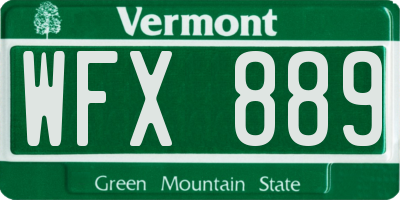 VT license plate WFX889