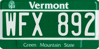 VT license plate WFX892