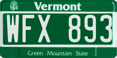 VT license plate WFX893