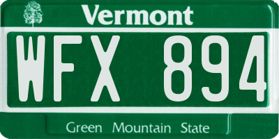 VT license plate WFX894