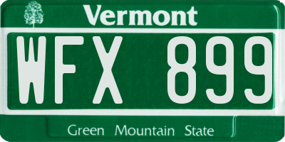 VT license plate WFX899