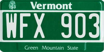 VT license plate WFX903