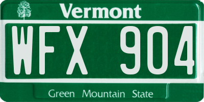 VT license plate WFX904