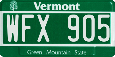 VT license plate WFX905