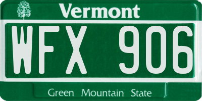 VT license plate WFX906