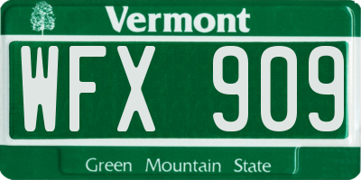 VT license plate WFX909