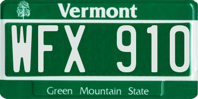 VT license plate WFX910